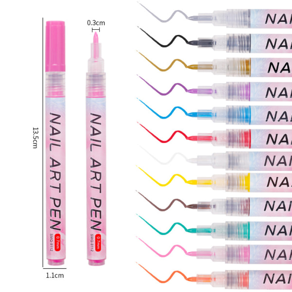 Nail Art Graffiti Pen UV-geelilakka vedenpitävä piirustusmaalaus White one size