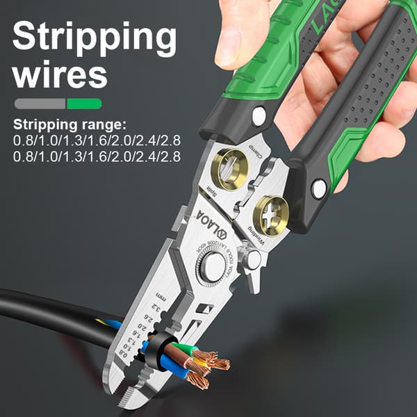 Multifunksjonell Wire Stripper i Rustfritt Stål 8 i 1 Kabel Elektrisk Silver