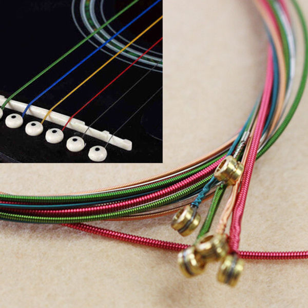 NYTT Ett sett 6stk Rainbow Colorful Color Strings For Acoustic Gu Multicolor one size