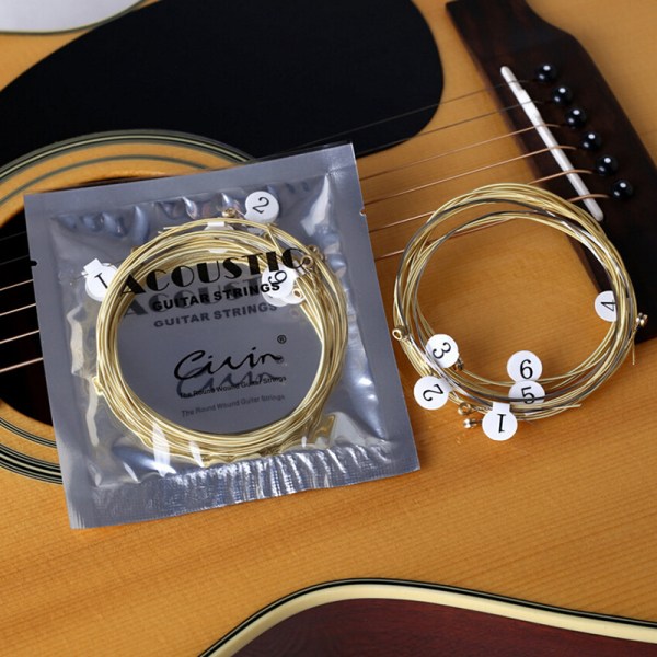 6 stk/sett Universal akustisk gitarstreng Messing sekskantet stål Other onesize