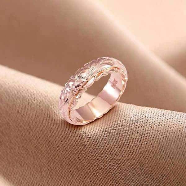 Rose Gullfarget Suspendert Utskåret Roseblomstring For Kvinner Gol Rose Gold size9