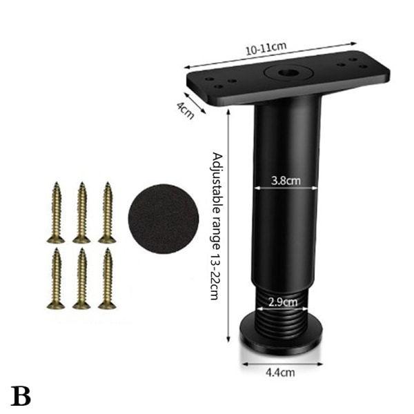 Teleskooppinen tukijalka, ei massiivipuuta sängyn lautakehys She Black 13cm-22cm