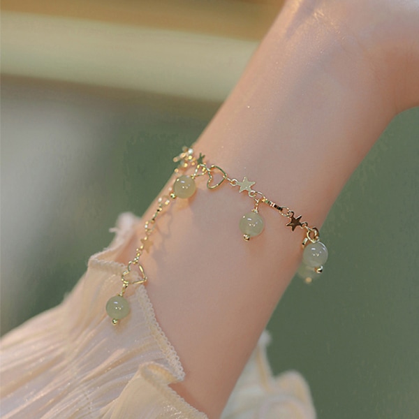 Hetian Jade armband för kvinnor Trendiga Star Heart Tofs Charm B Style ONESIZE