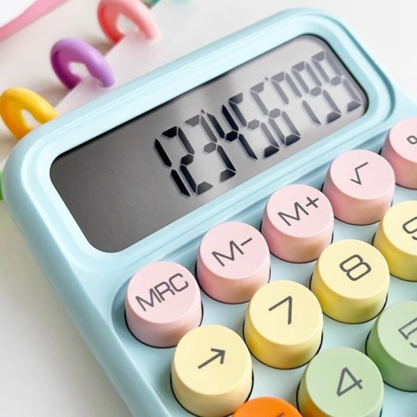 n Kawaii Kalkulator Cartoon Candy Color Silent Mechanical Keyb white Onesize