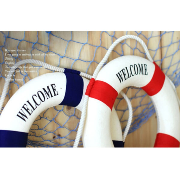 Velkommen ombord Nautical Life Lifebuoy Ring Boat Wall Hanging Ho Red 14cm
