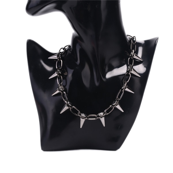 Ny Spike Rivet Punk Collar Halsband Goth Rock Biker Link Chain Silver One Size