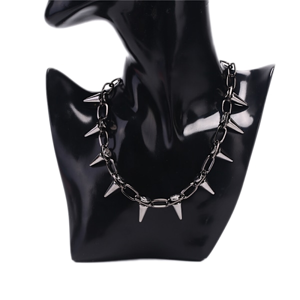 Ny Spike Rivet Punk Collar Halskæde Goth Rock Biker Link Chain Silver One Size