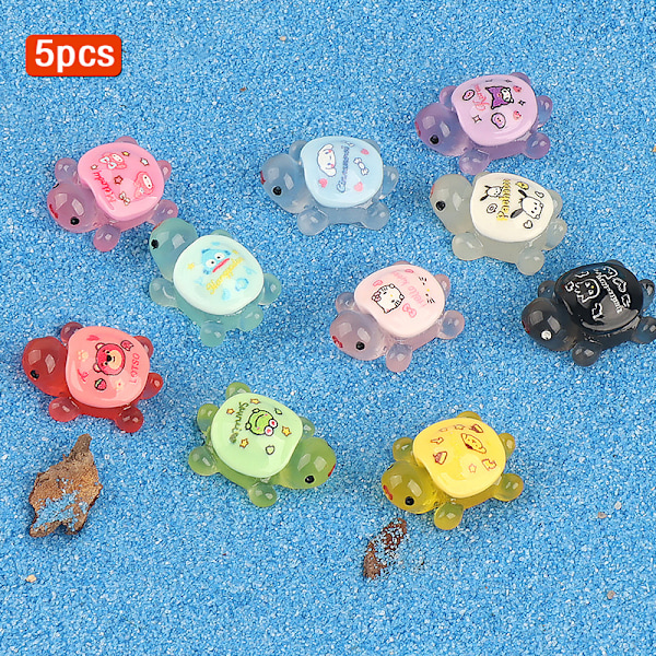 5 st Luminous Turtle Bilprydnader Mikro Landskap Dekor Glow I 5Pcs Random Color