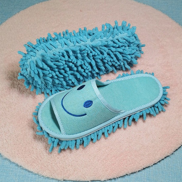 Smile Face Mopping Tøfler Vaskbar Rengjøring Gulv Dust Sli Blue OENSIZE