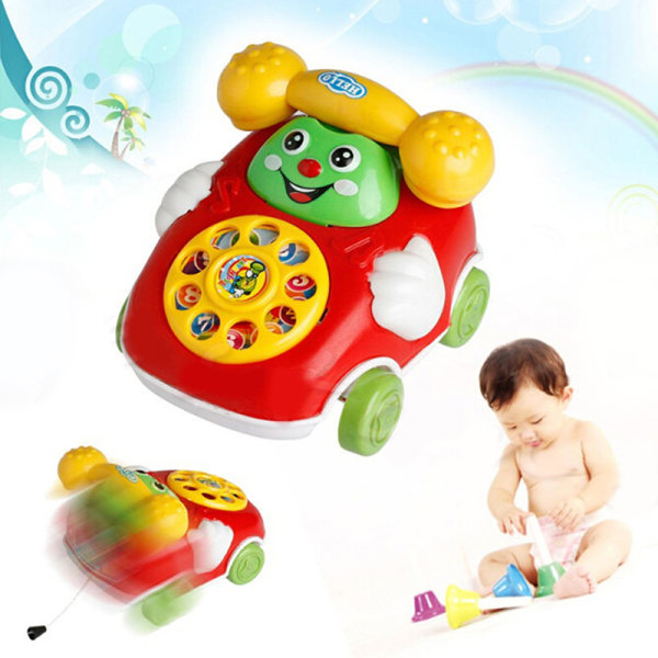 1Pc babyleker musikk tegneserietelefon pedagogisk utviklingsbarn Red one size