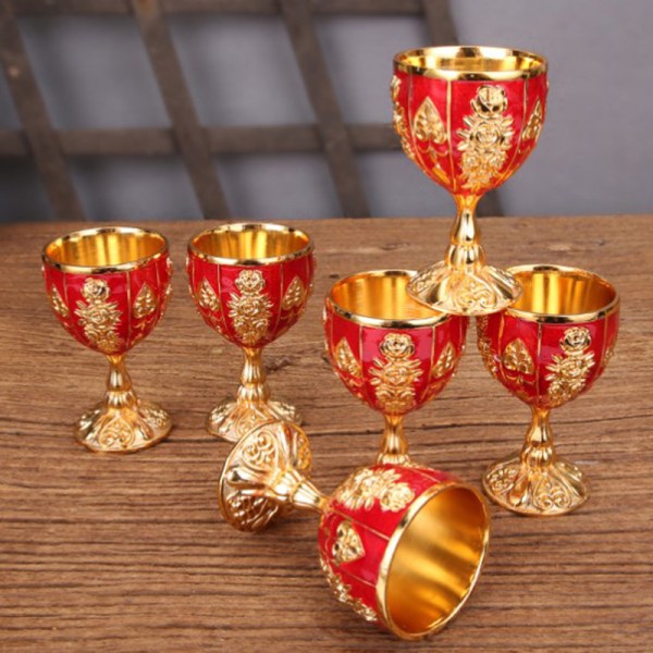 4st 30ML Retro Creative Small Beverage Wine Cup Gold European Multicolor 4Pcs