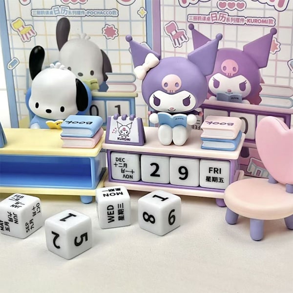 Sanrio Kuromi Pochacco Skrivbords kalender Serie Dekorationer e Tableto Blue