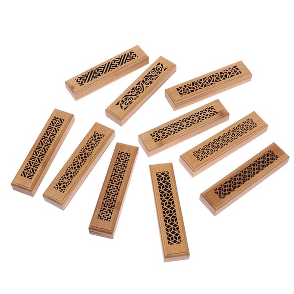1 stk Bambus Tre røkelsespinneholder Burning Joss Insence Box B Brown onesize