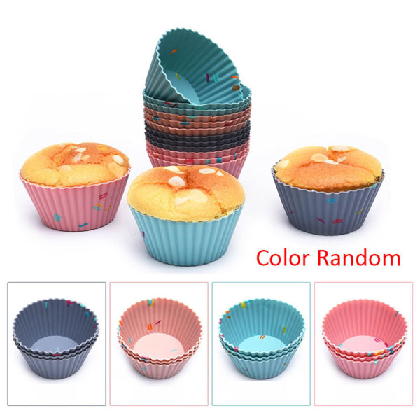 6 stk/sett Gjenbrukbar silikon cupcake form Muffins kake bakeform Multicolor one size