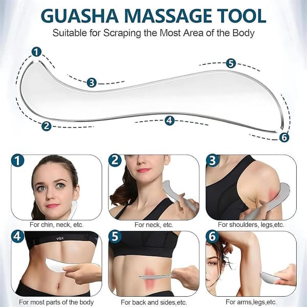 Gua Sha massageværktøj i rustfrit stål Ergonomisk skrabe massage A2
