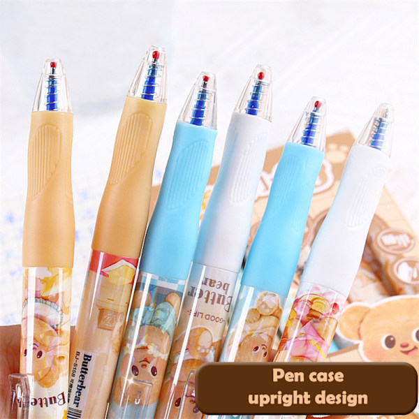 6 stk. Tegneserie Kawaii Butter Bear Gelpen e Hurtigtørrende Pressi A2