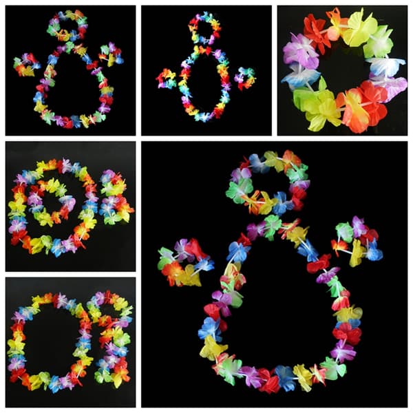 4 stk/sæt Hawaiian Tropical Hula Luau Grass Dance Head Neck Wri Multicolor one size