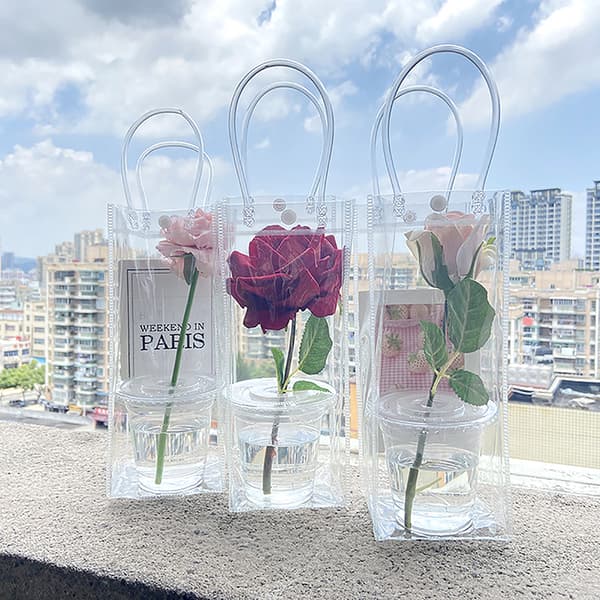 PVC Blomsterpose Boder Blomsterpose Transparent Tote Bag DIY Enkelt one size