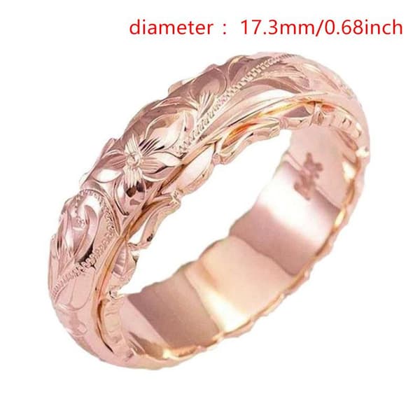 Rose Gullfarget Suspendert Utskåret Roseblomstring For Kvinner Gol Rose Gold size9
