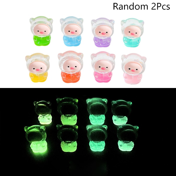 2 stk. Cartoon 3D Lysende Transparent Farve Indsæt Lomme Gris DI One Size