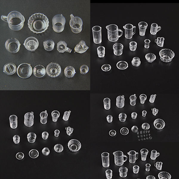 15 kpl/ set Mini läpinäkyvät juomakupit lautasastiat Mini 0 0