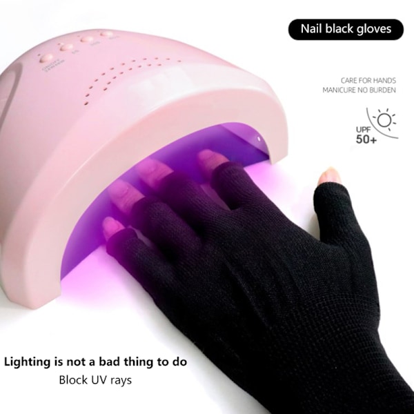 1 par nagelkonst handskar svart UV-skyddshandske tunn anti svart one size