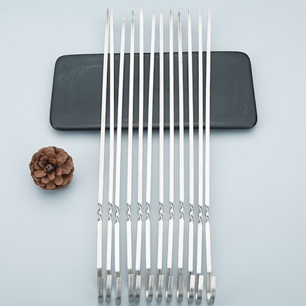10 stk spyd til grill gjenbrukbar grill i rustfritt stål Silver 10Pcs