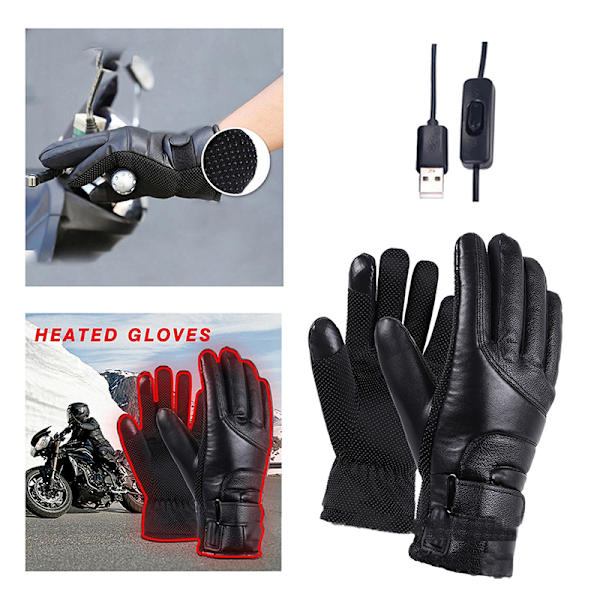Elektriska Uppvärmda Handskar Laddningsbara USB Handvärmare Uppvärmningsvantar Black Onesize