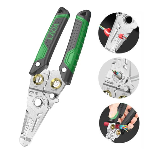 Multifunksjonell Wire Stripper i Rustfritt Stål 8 i 1 Kabel Elektrisk Silver