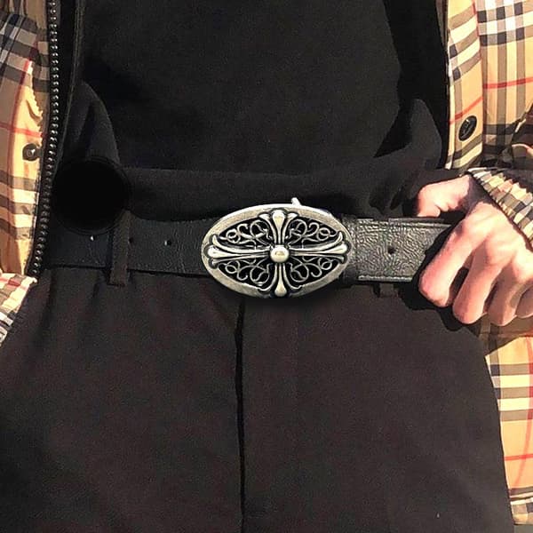Retro kryssspenne preget belte for menn Y2k Punk midjebånd for menn A2