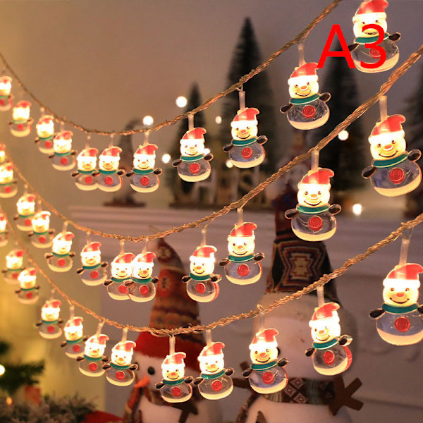 1,5m 10 LED Julelysstreng Snømann Julenissen Juletre A2