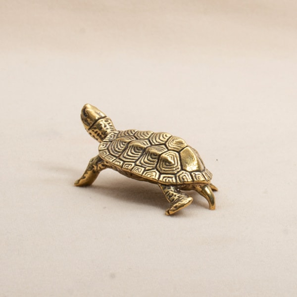Retro Messing Skildpadde Statue Desktop Ornamenter Solid Kobber Turt Gold one size