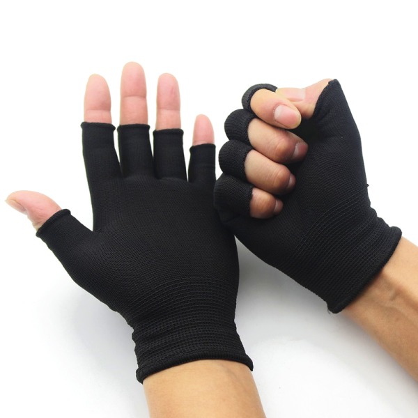 Halvfinger fingerløse handsker til kvinder og mænd Uld strik håndled Black  one size 3477 | Black | one size | Fyndiq