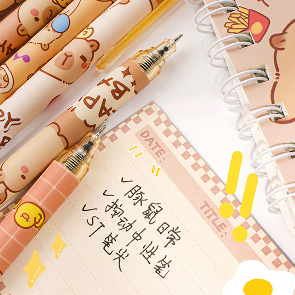 6 stk. e Capybara tryk gel pen skoleartikler tegneserie Capyba ONESIZE