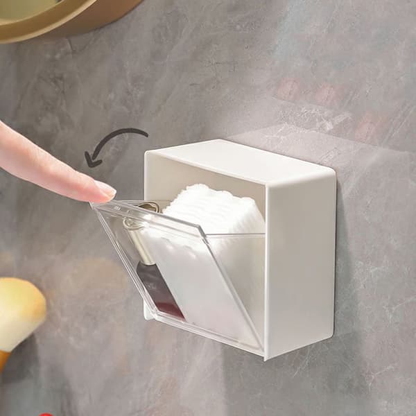Väggmonterad förvaringslåda Clamshell Design Plast Bomullspinne S White