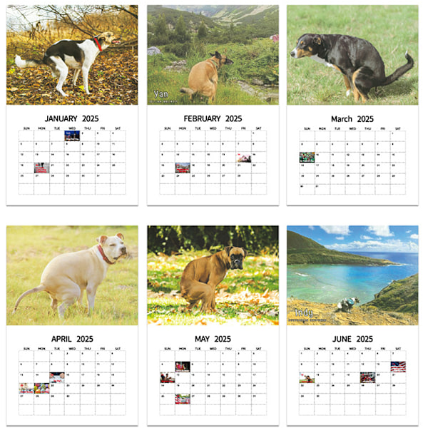 2025 Väggkalender - Hundbajs Kalender Månadskalender Planerare A