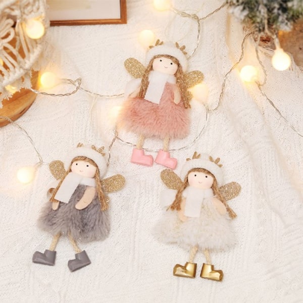 Julepynt Angel Antlers Plysj Doll Pendant Xmas Tree H White
