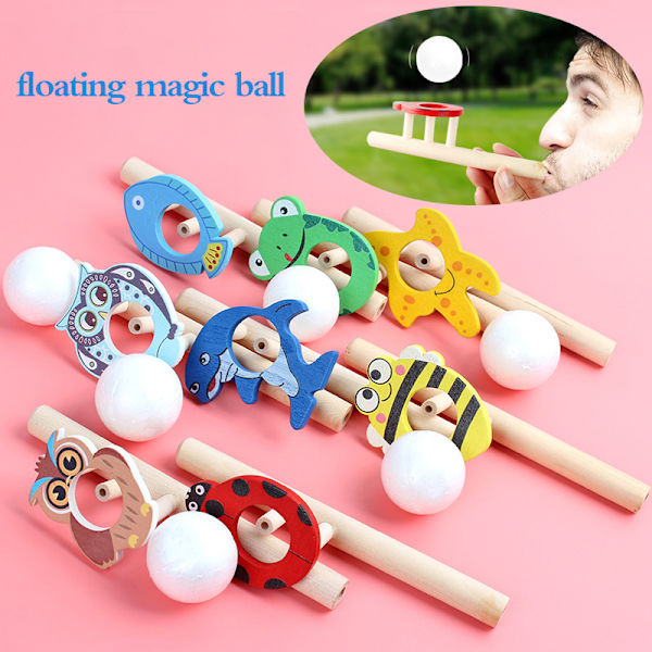1st Flytande Blow Pipe Ball Game Toy Balance Blåser Toy Fun Ki Random Color one size