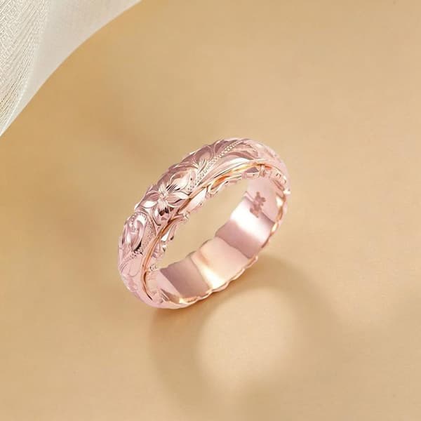 Rose Gullfarget Suspendert Utskåret Roseblomstring For Kvinner Gol Rose Gold size9