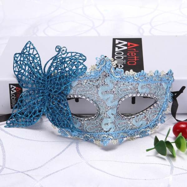 Mote Luksus Venetian Masquerade Mask Kvinner Jenter Sexy Fox Ey Blue ONESIZE