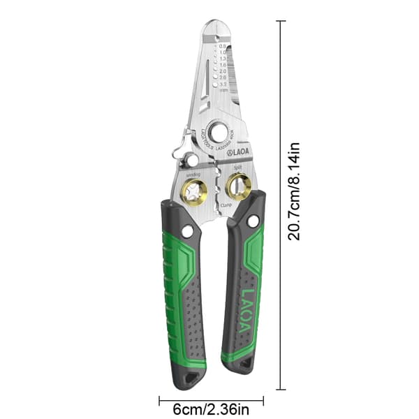 Multifunksjonell Wire Stripper i Rustfritt Stål 8 i 1 Kabel Elektrisk Silver