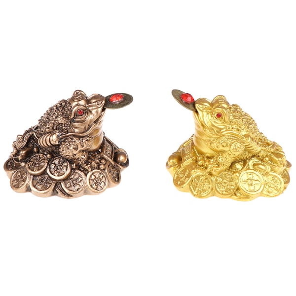 1kpl Fortune Frog Feng Shui Lucky Money Toad Home Office Decora Bronze one size