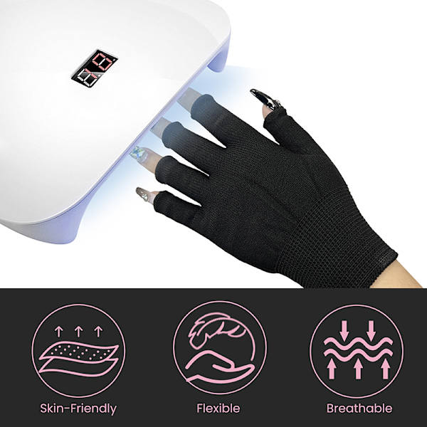 1 par nagelkonst handskar svart UV-skyddshandske tunn anti svart one size