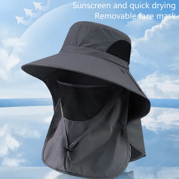 Sommar Solhatt UV-Skydd Utomhus Jakt Fiskehatt För Män Light gray