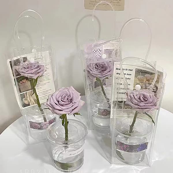 PVC Blomsterpose Boder Blomsterpose Transparent Tote Bag DIY Enkelt one size