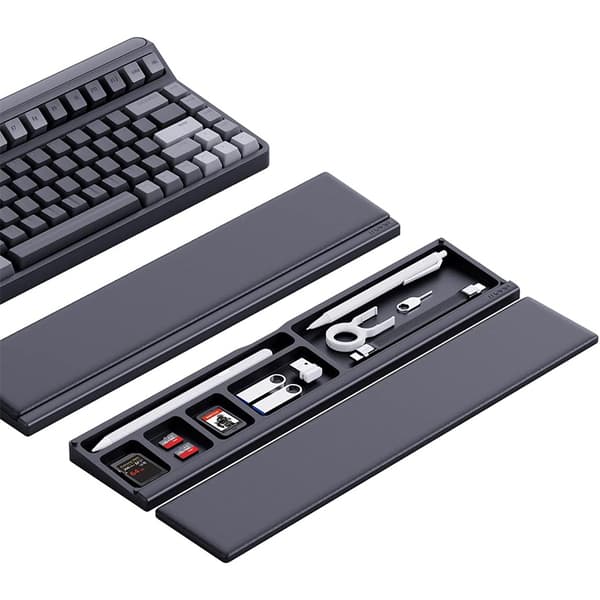 Keyboard Håndledsstøtte med Skrivebordsopdeling og Opbevaring Black