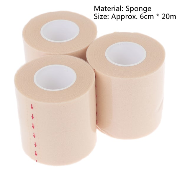 3 stk 6CM*20M PU-skumbandage albue- og knæbeskyttere Filmskumunderlag Yellow one size