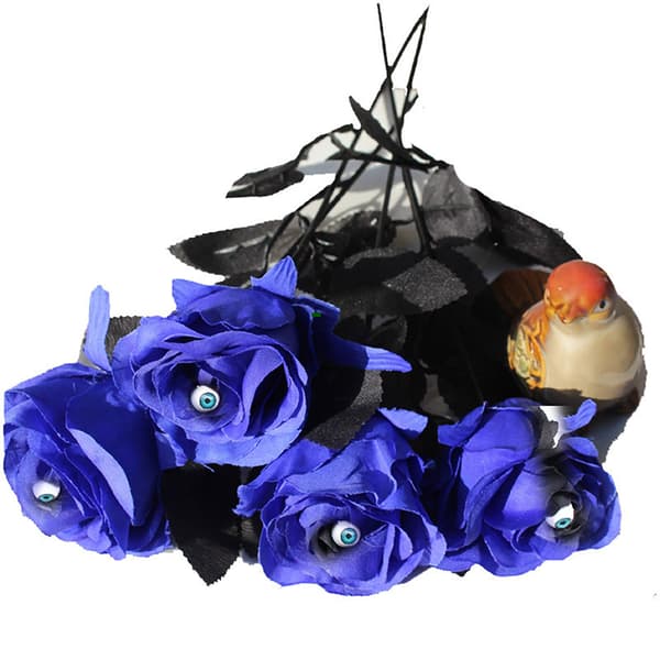 Blomster Rose Kunstig Blomst Med Øjenæble Halloween Spøgelse Sort Black