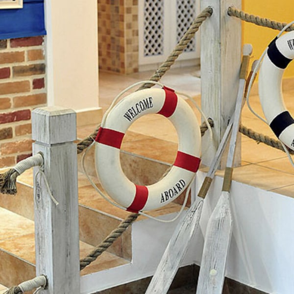 Velkommen ombord Nautical Life Lifebuoy Ring Boat Wall Hanging Ho Blue 14cm