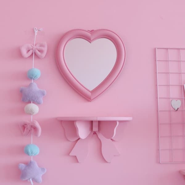 Web kjendis kosmetisk speil dekorativt speil jente hjerte Stud Pink One size